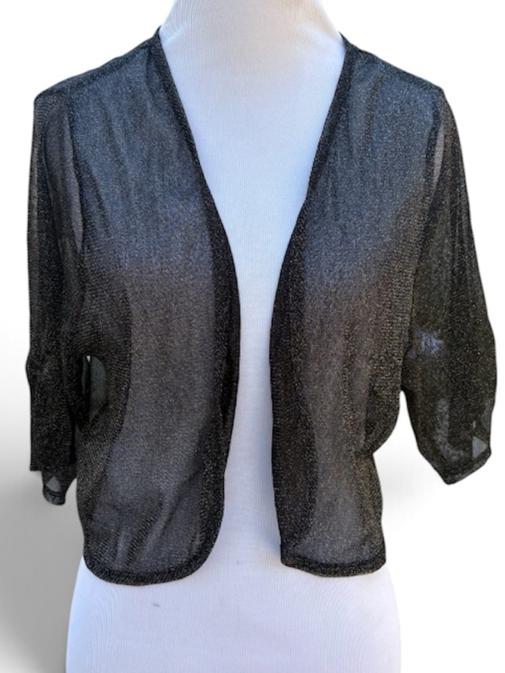 Black Sheer Open-Front Women’s Cardigan